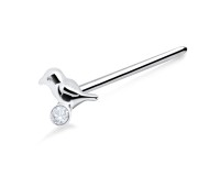 Bird Stone Shaped Silver Straight Nose Stud NSKA-326